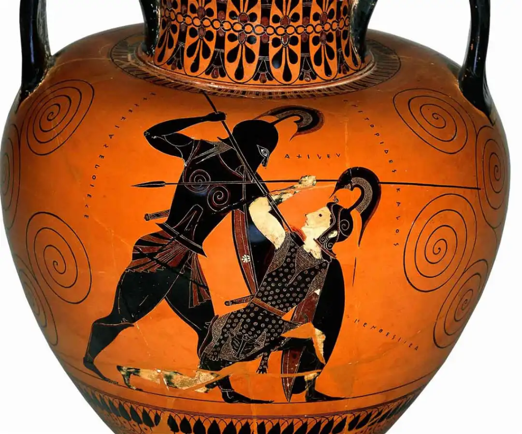 Exekiaslı bir ressam tarafından Akhilleus ve Penthesilea, MÖ 540, British Museum, Londra