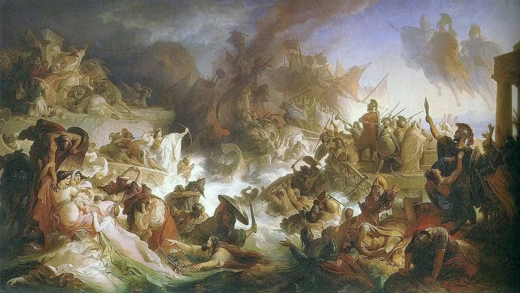 Salamis Savaşı, Wilhelm von Kaulbach, 1868, Bavyera Eyalet Parlamentosu Maximilianeum, Münih