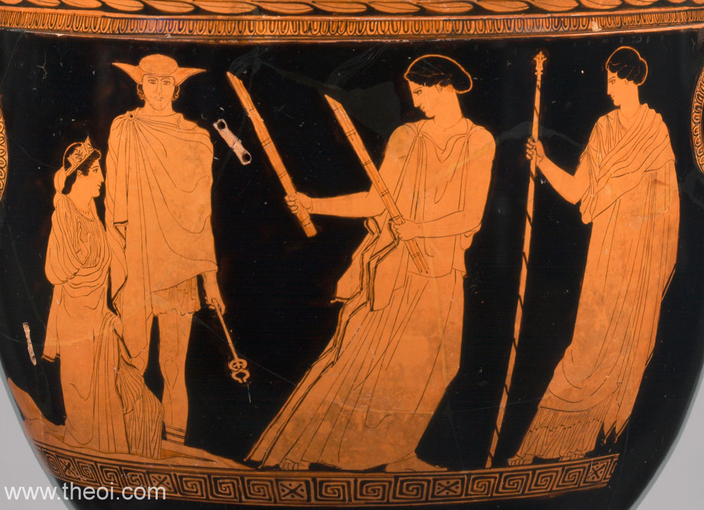 Persephone'nin Demeter'e Dönüşü, Attika kırmızı figürlü vazo, Metropolitan Museum of Art, New York, Homerik İlahi