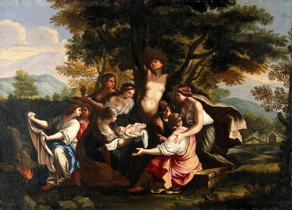 Mür ağacına dönüşen Myrrha, Adonis'i doğurur, 17. yüzyıl, Luigi Garzi